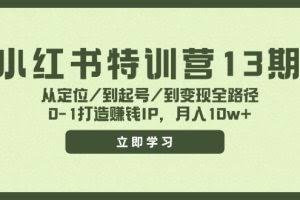 (11963期)小红书特训营13期,从定位/到起号/到变现全路径,0-1打造赚钱IP,月入10w+