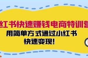 (12133期)小红书快速赚钱电商特训营:用简单方式通过小红书快速变现!
