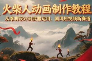 (15171期)火柴人动画制作教程:从拳脚设计到武器运用,国风短视频新赛道