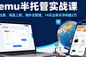 （16128期）Temu半托管实战课，店铺注册、商品上架、海外仓管理，14天出单月净利破2万