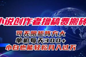 （16305期）小说创作者撸稿费搬砖玩法，单机每天300+小白也能轻松月入过万的保姆级…